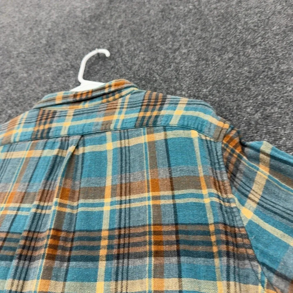 J Crew Button Down Shirt Mens XL Blue Cotton Plaid Slim Fit Flannel Casual